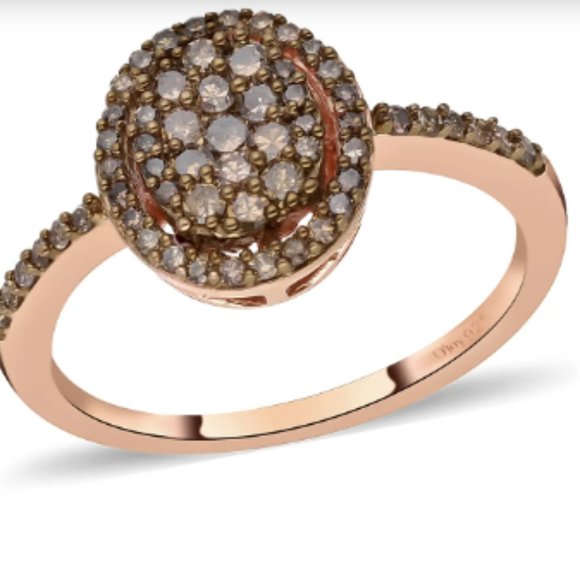 Jewelry - .50 ctw Natural Champagne Diamond/Rhodium/Vermeil Rose Gold Over Sterling Silver